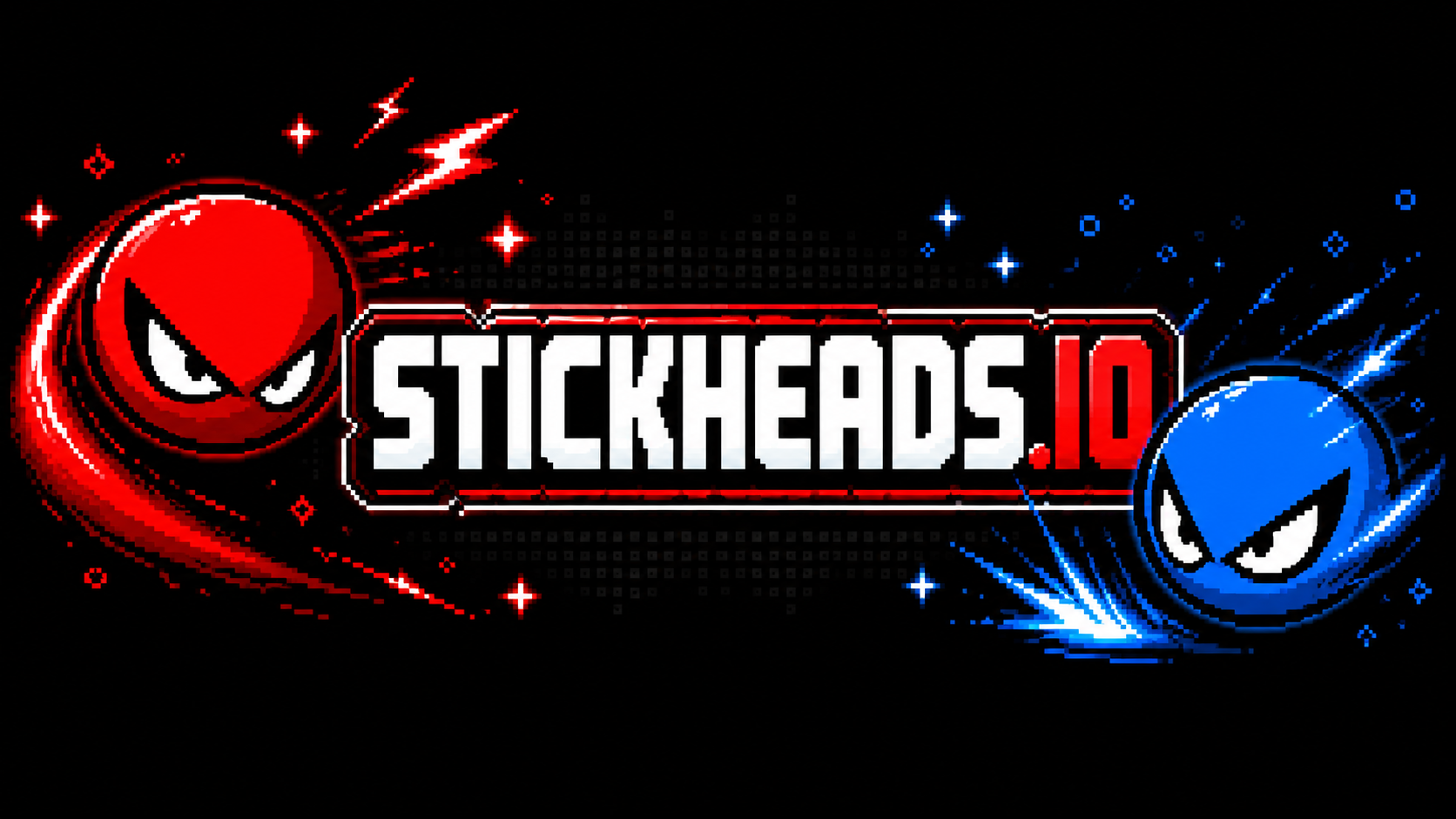 StickHeads.io logo, red and blue pixel-art heads